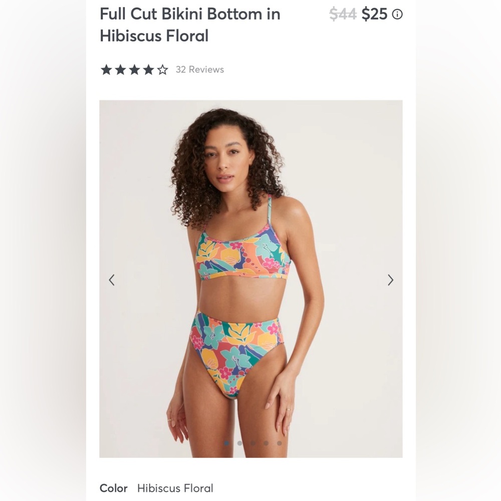 NWT Marine Layer Hibiscus Floral Full Cut Bikini Bottom (XS) - Picture 10 of 10
